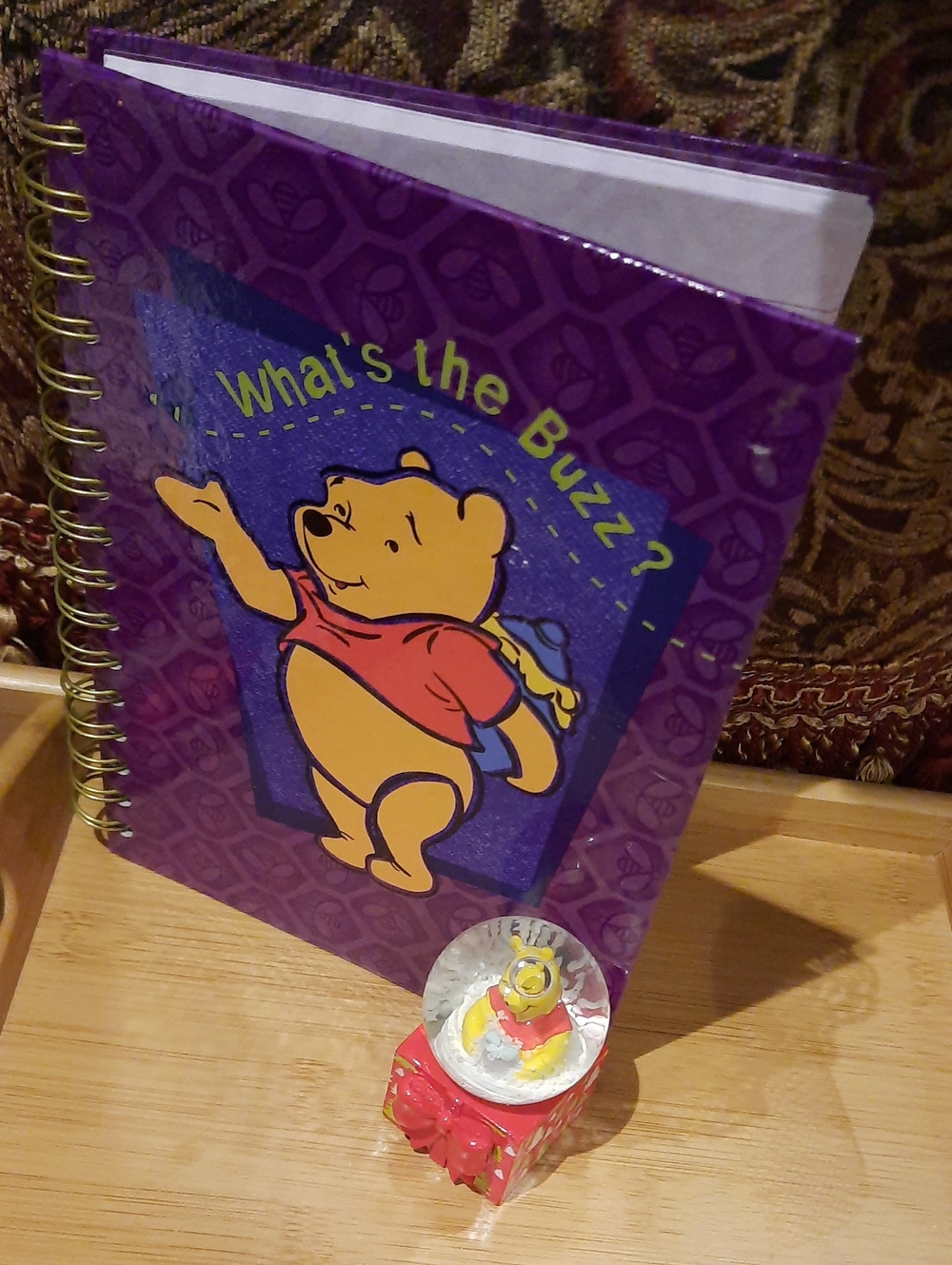 Purple Winnie the Pooh Spiral Notebook - What's the Buzz? & Disney Snow Globe 🎄